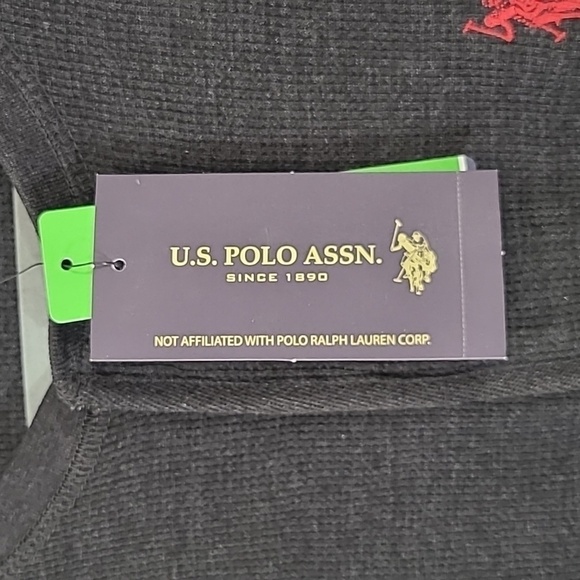 *NWT* U.S. POLO ASSN. Men's Dark Gray Long Sleeve Shirt w/Red Logo, size M - Picture 4 of 7